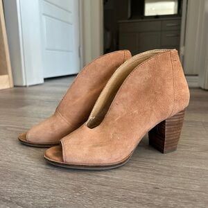 Lucky Brand Tan Peep-Toe Heeled Bootie